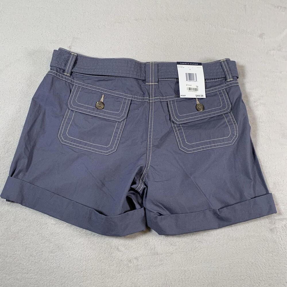 Tommy Hilfiger Womens Belted Utility Shorts Size 6 Blue Ladies NEW MSRP $45